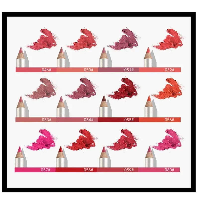12Pcs/set Cosmetic Professional Wood Lipliner Waterproof Lady Charming Lip Liner Soft Pencil Contour Makeup Lipstick Tool
