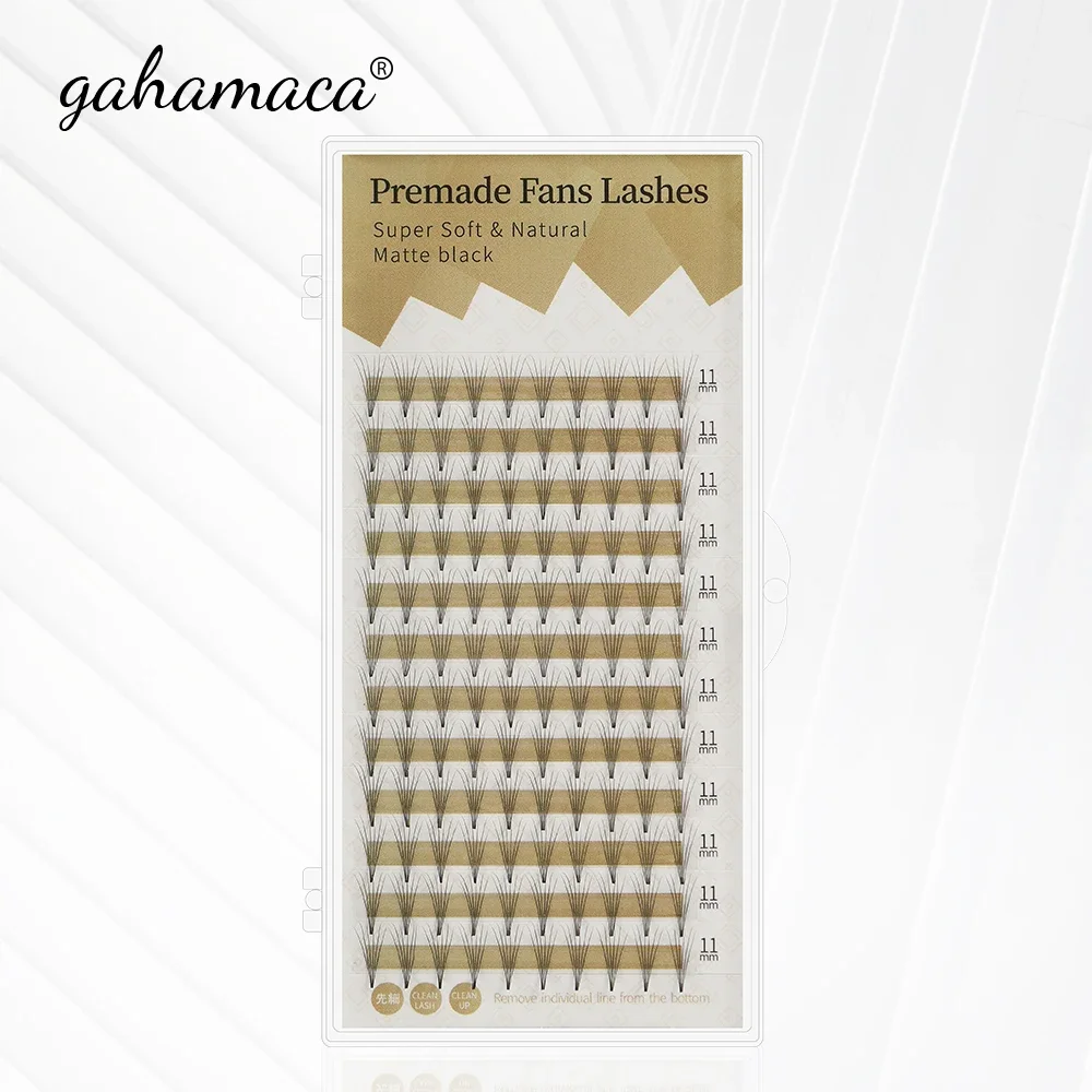 GAHAMACA Russian Premade Volume Eyelashes Extension Short Stem Pre made Fans C/D Curl Mink Individual Lash 2D/3D/4D/5D/6D