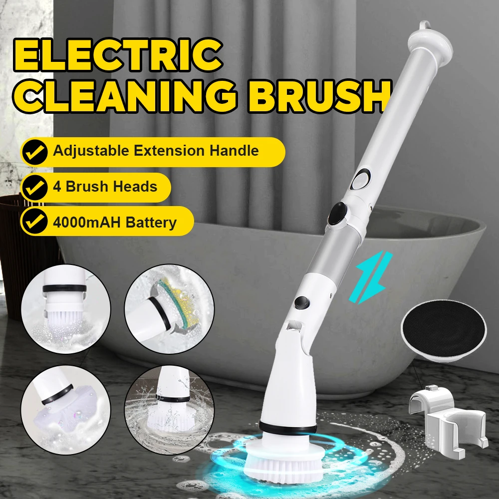 4000mAHElectricCleaningBrushCordlessSpinScrubberWaterproof