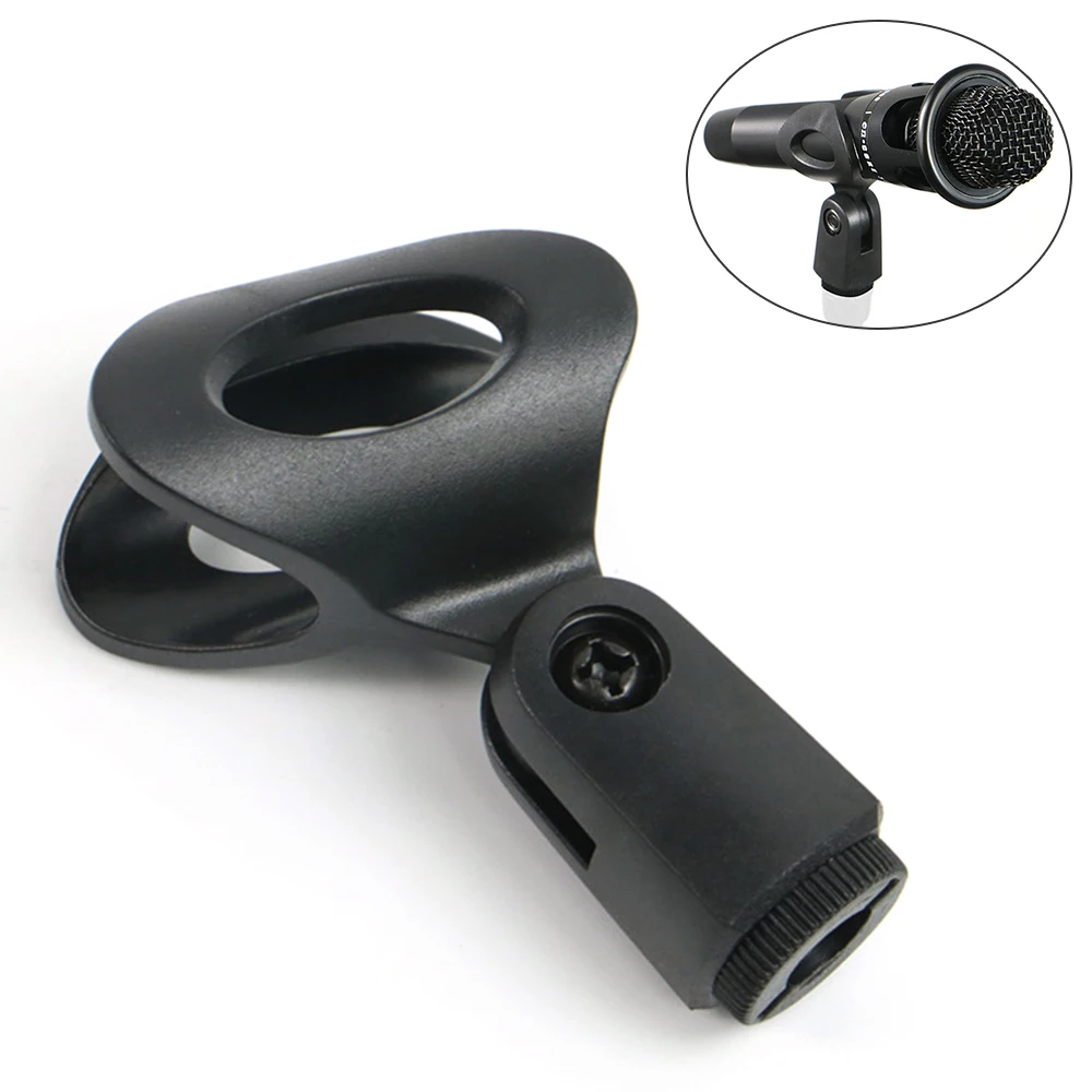 1PCS Microphone U-Shaped Clamp Clip Bracket Accessory 3/8 Screw Plastic Clip Flexible Microphone Bracket Mount Black