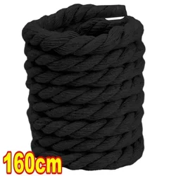 Premium Thick Cotton Twisted Shoelaces (Black -160cm)