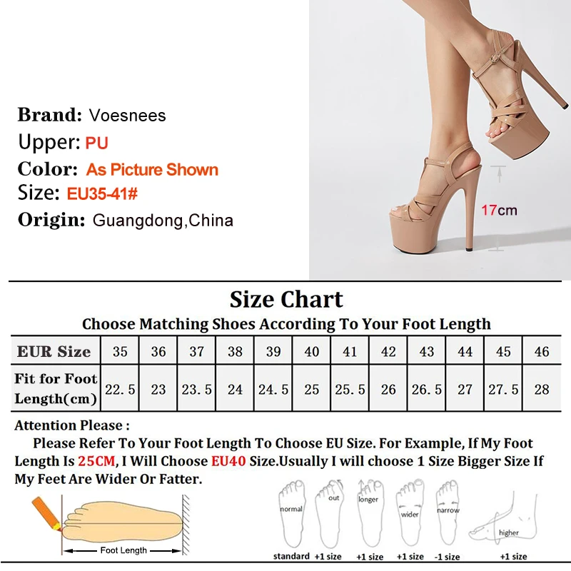 2025 New Apricot Women's Shoes Super High Slim Heels 17cm Platform Narrow Band Ankle Buckle Strap Ladies Sandals Nightclub Shoes