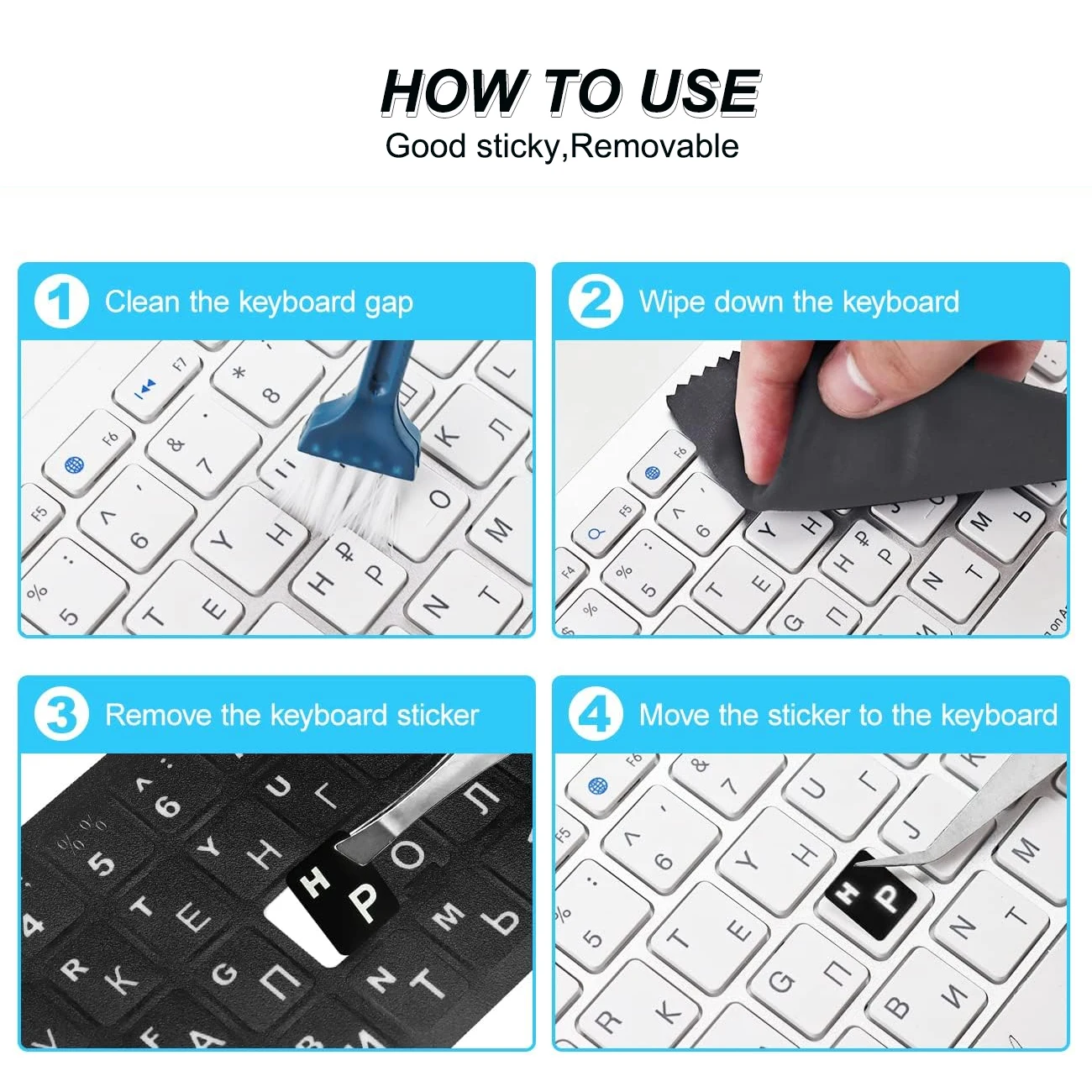 3pcs Keyboard Sticker for Russia Korean Arabic Spanish Keyboard Replacement Universal Stickers for Computer