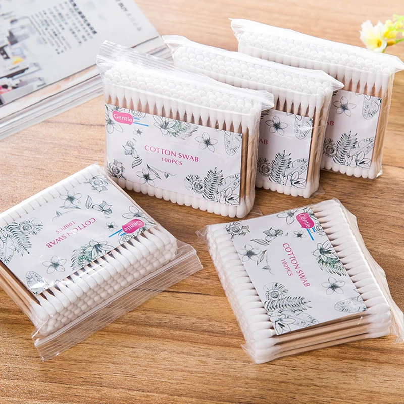 100/500pcs Double Head Cotton Swab Women Makeup Cotton Buds Tip For Wood Sticks Nose Ears Cleaning Health Care Tools 3