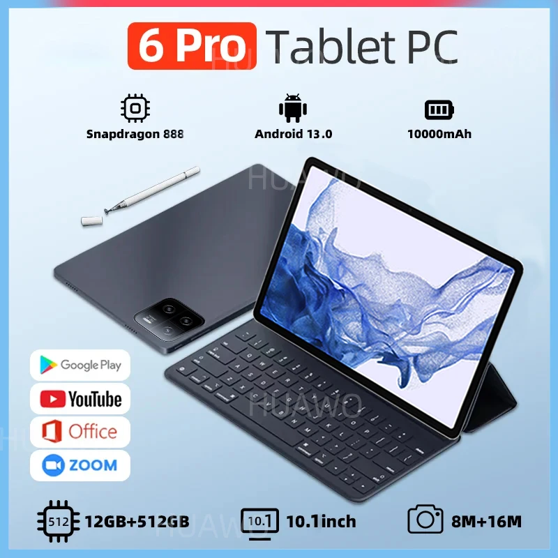 패드 6 프로 안드로이드 태블릿 PC, 스냅드래곤 888, 옥타 코어, 듀얼 SIM, 전화 통화 태블릿, 블루투스 와이파이, 16GB RAM, 512GB ROM 탭, 신제품 