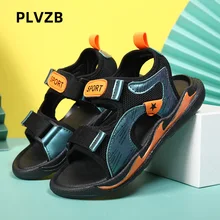 

PLVZB Summer 2022 Breathable Sandals For Boys Convenient Magic Buckle Toddler Shoes Outsole Soft Non-slip Kids Beach Footwear
