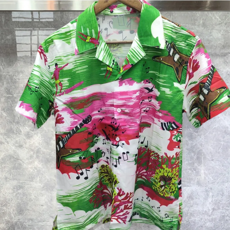 

2023 Music Notation Shirts Streetwear Floral Pattern Casual Beach Holiday Tops Hawaiian Shirt Streetwear Men Camisas De Hombre