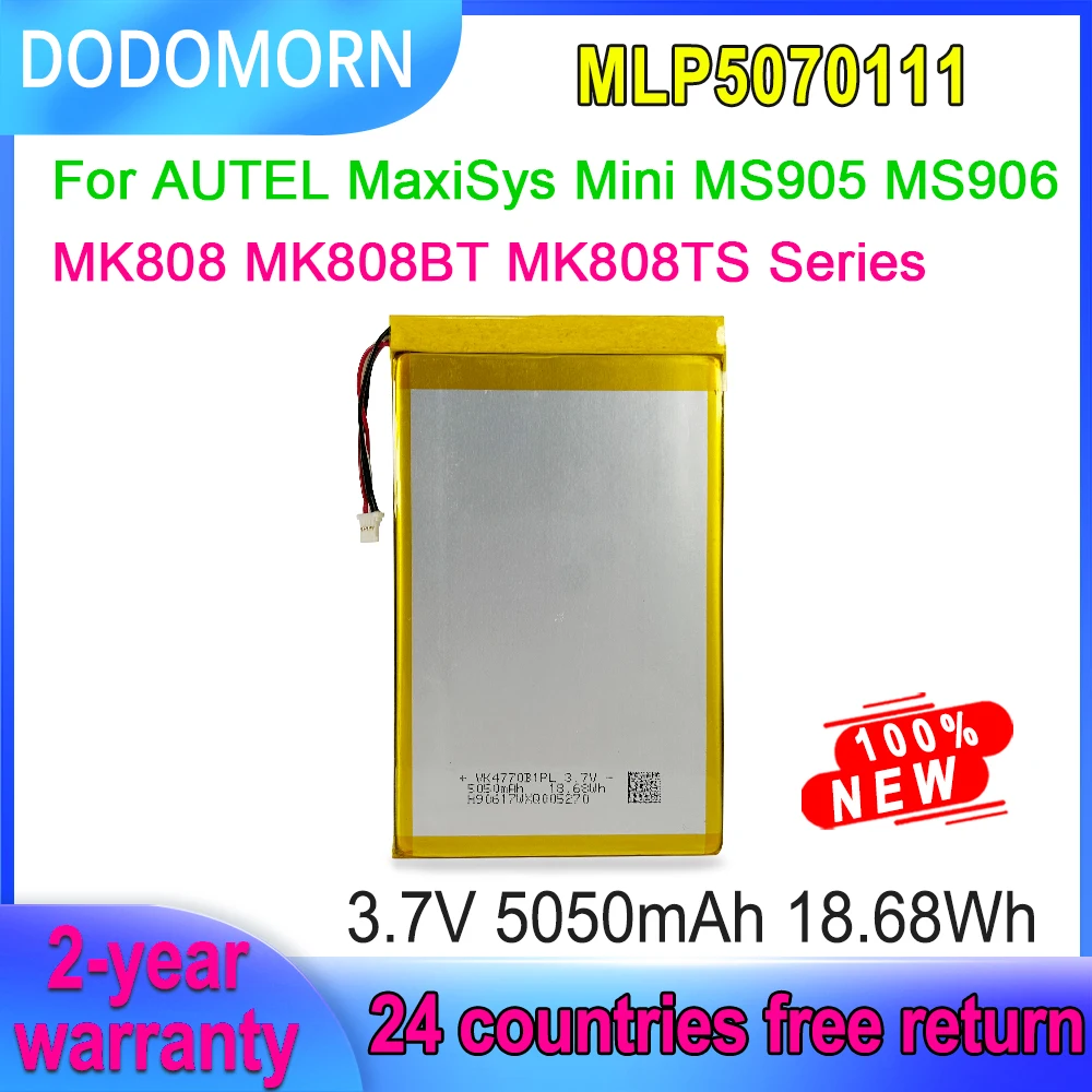 

DODOMORN 5050mAh MLP5070111 Battery For AUTEL MaxiSys Mini MS905 MS906 MK808 MK808BT MK808TS Replacement Fast Shipping 3.7V