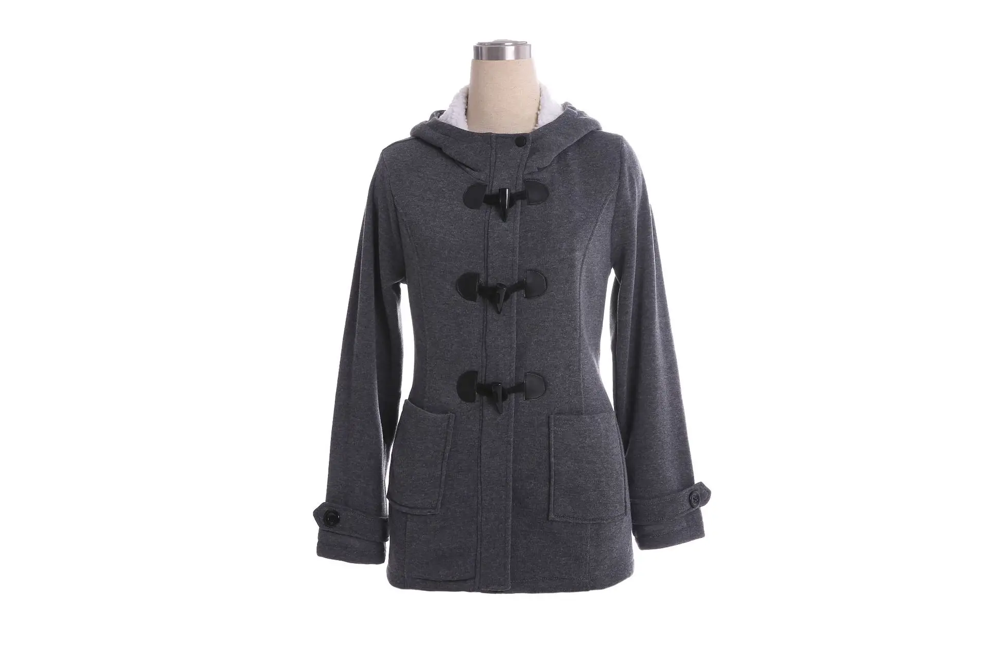 Best Selling Amazon Hooded Classic Cow Horn Button Jacket Cotton Coat Autumn/Winter Parkas Fashion Outerwear