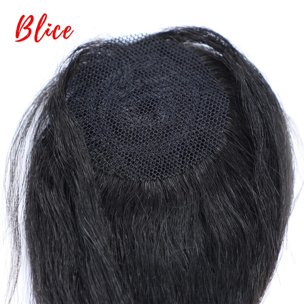 Blice Synthetic Hair Extension Kinky Straight With Weft Weaving With Free Band 1B# Black 5PCS/Lot Bundles 14"16"18Inch