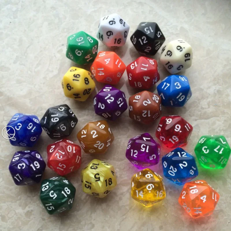Game Dice Dice Set Acrylic Dice 10 PCS Transparent Multicolor 20 Sided Dice