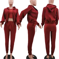 Ensemble de vêtements pour femmes, 3 pièces, pull à capuche doublé polaire, débardeur sans manches et pantalon de survêtement de sport 6