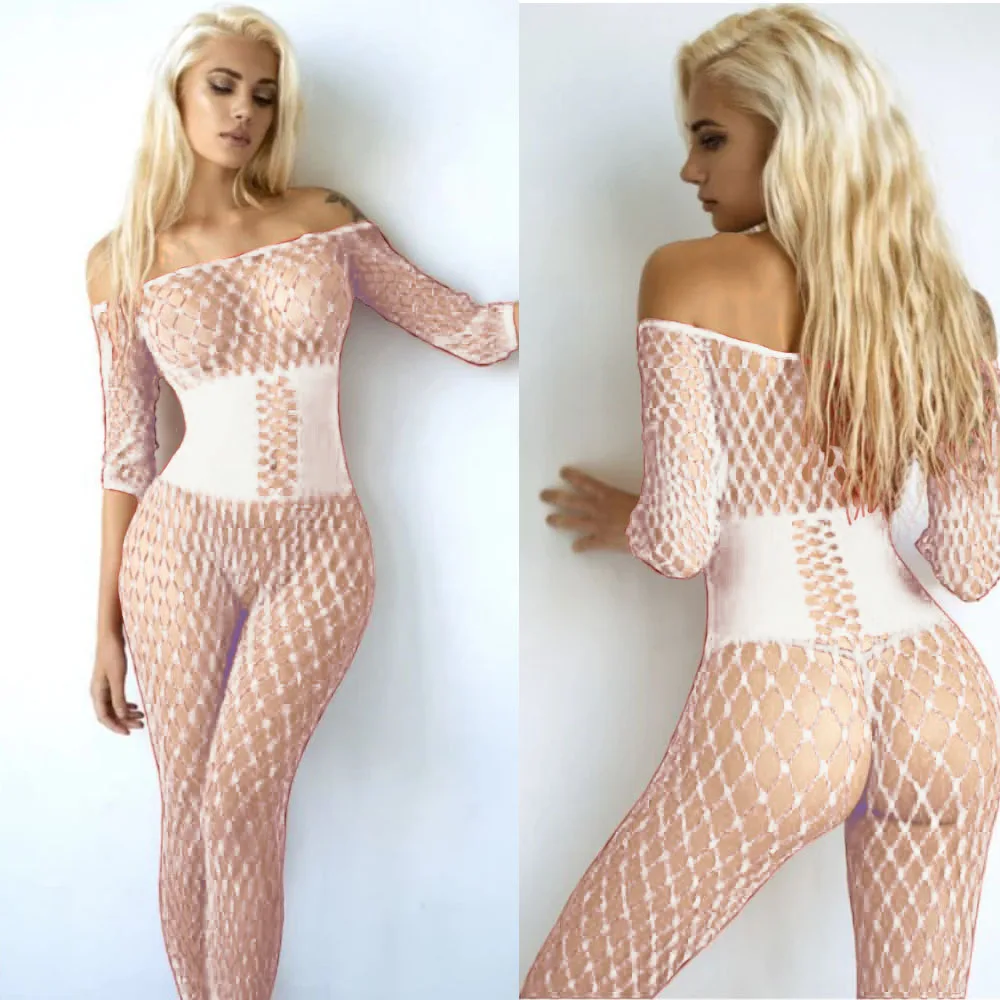 Description Picture 6 of itempornographic underwear Body stocking Women Sexy Bodysuit Lingerie Fishnet Open Bra Erotic Costumes Pantyhose Mesh Suit Tights Po