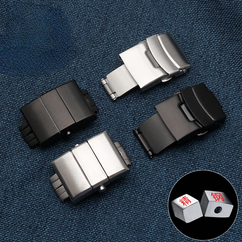 

High quality 16mm 18mm 20mm 22mm Fold Safety Clasp buckle for silicone rubber strap Deployment Stainless Steel WatchBand Buckle