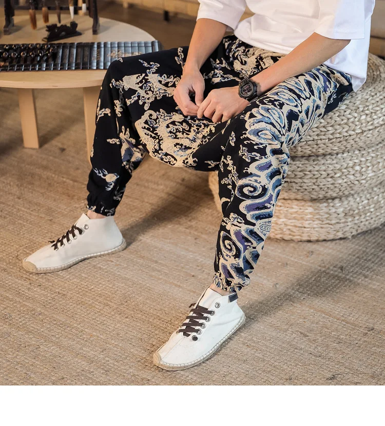 2022 Summer Mens Baggy Cross Pants Men Women Hip-hop Print Wide Leg Pants Male Casual Vintage Long Trousers mens harem joggers