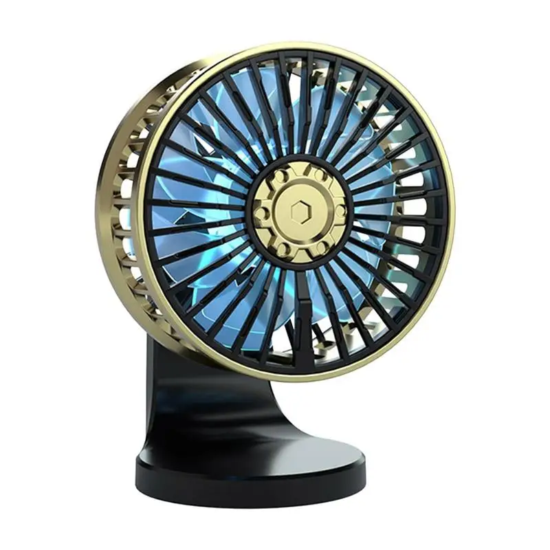 

USB Car Fan 360 Rotate Car Dashboard Fan USB Truck Air Outlet Fan For 3-Speed Double Fan Vanes Mute Twin Engine LED Lights