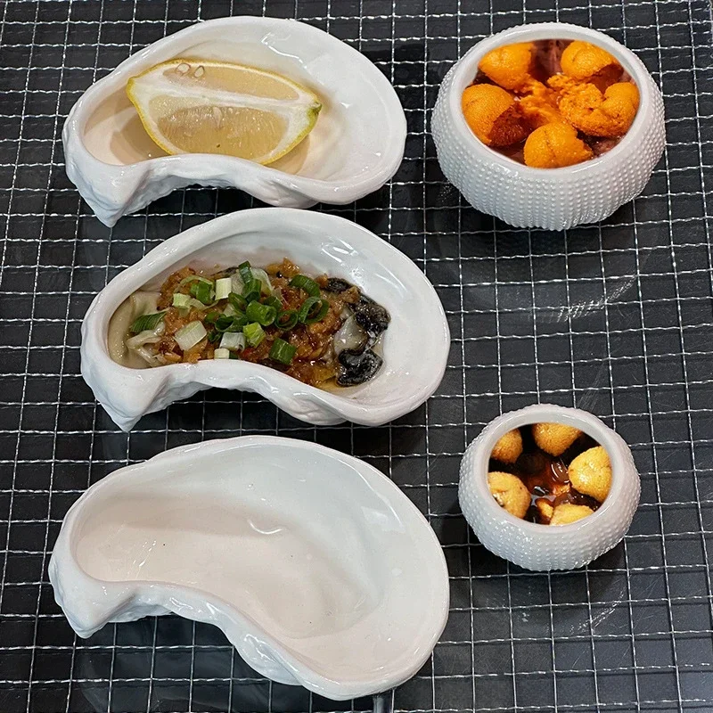 Ceramic Plate Oysters Sea Urchin Dessert Bowl Restaurant Dinner Plate Fruit Salad Bowl Bowls Molecular Gastronomy Tableware appetizer plates vegetable plate