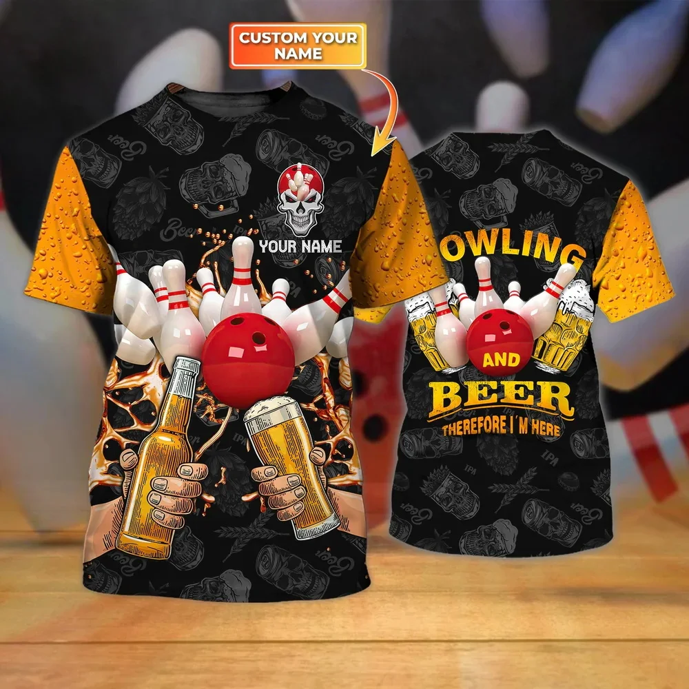 Neueste Sommer männer T-shirt Personalisierte Name Bowling 3D Gedruckt t-shirt Unisex Casual T-shirt Geschenk Für Bowling Player DW126 – Detail 34