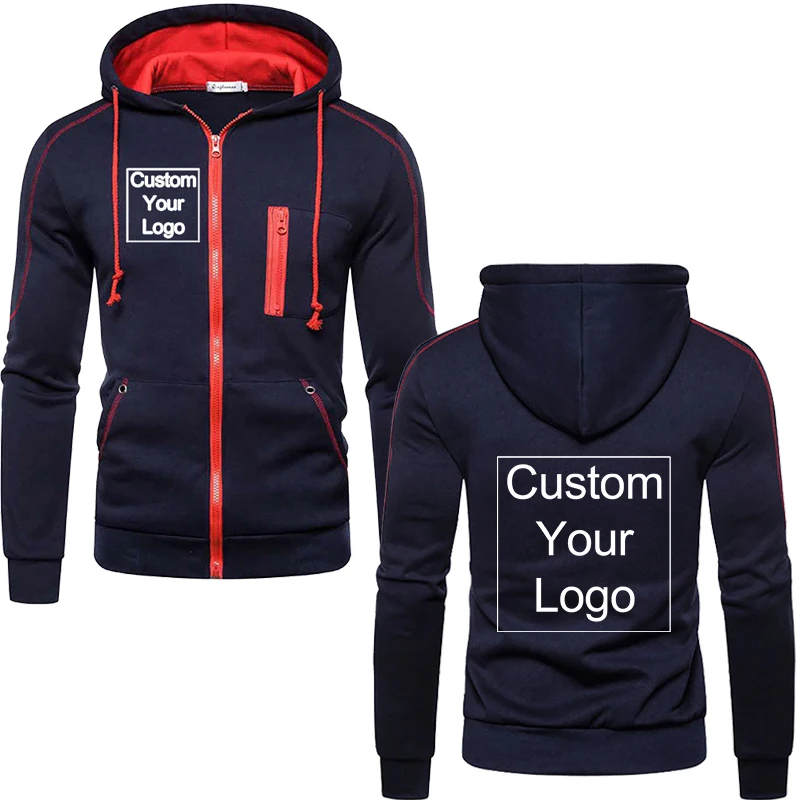 

Custom Logo Mens Hooded Coats Casual Zip Hoodie Sweatshirt Jackets Athlete Running Hiking Sportswear Fleece Hoodie Jacket