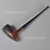 Ebony Wooden Tobacco Pipe Tomahawk Churchwarden Carved Surface Straight Stem 1