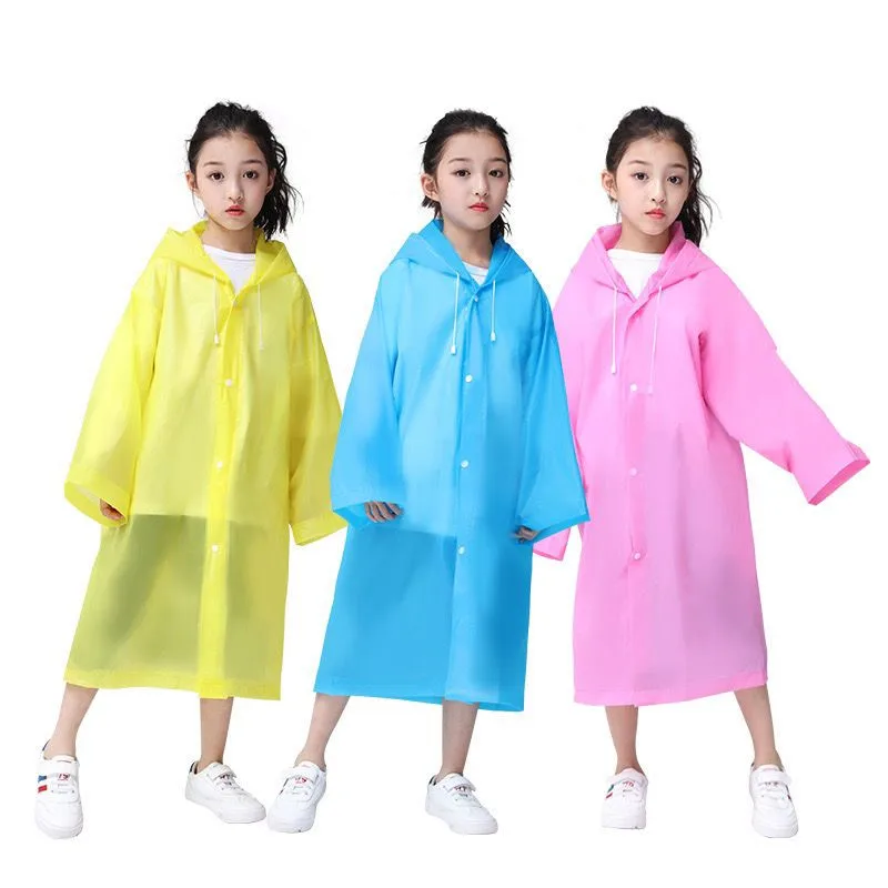 Imperméable de voyage transparent pour enfants, poncho à capuche portable, imperméable épais