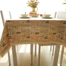 

Cotton Tablecloths, Waterproof Table Covers Newspaper Beige Dining Table Coffee Table Deco