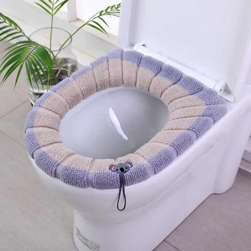 Toilet seat cover Toilet seat Knitted Warm With carry handle Fall and winter Enlarged Thickened Toilet cover pad Universal