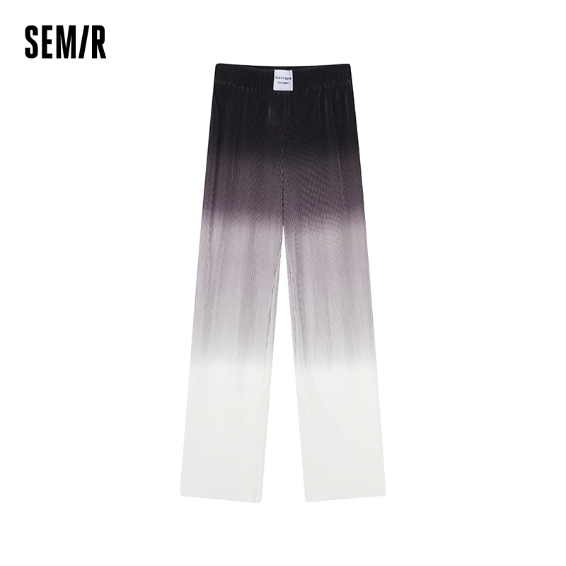 

Semir Casual Trousers Female Gradient Texture Wide-Legged Trousers Temperament Retro Style 2022 Summer New Thin Trousers