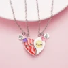 2 Pcs/Set Magnetism Heart Best Friends Pendant Necklace  for Women Cute Rainbow Broken Heart Clavicle Chain BFF Jewelry Gifts 3