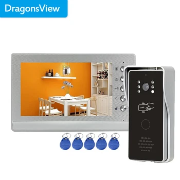 Dragonsview Wire Video Intercom Video Door Phone  7 Inch Monitor Outdoor Doorbell with Camera  RFID Unlock Rainproof Door Access 1