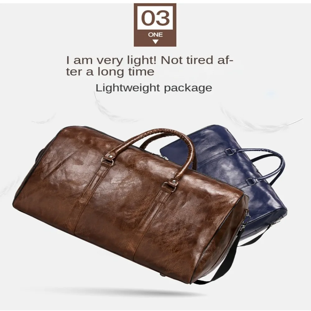 Business Trips Luggage Holdall New Large Capacity Pouch PU Leather Duffle Portable Soft Handbag Sports