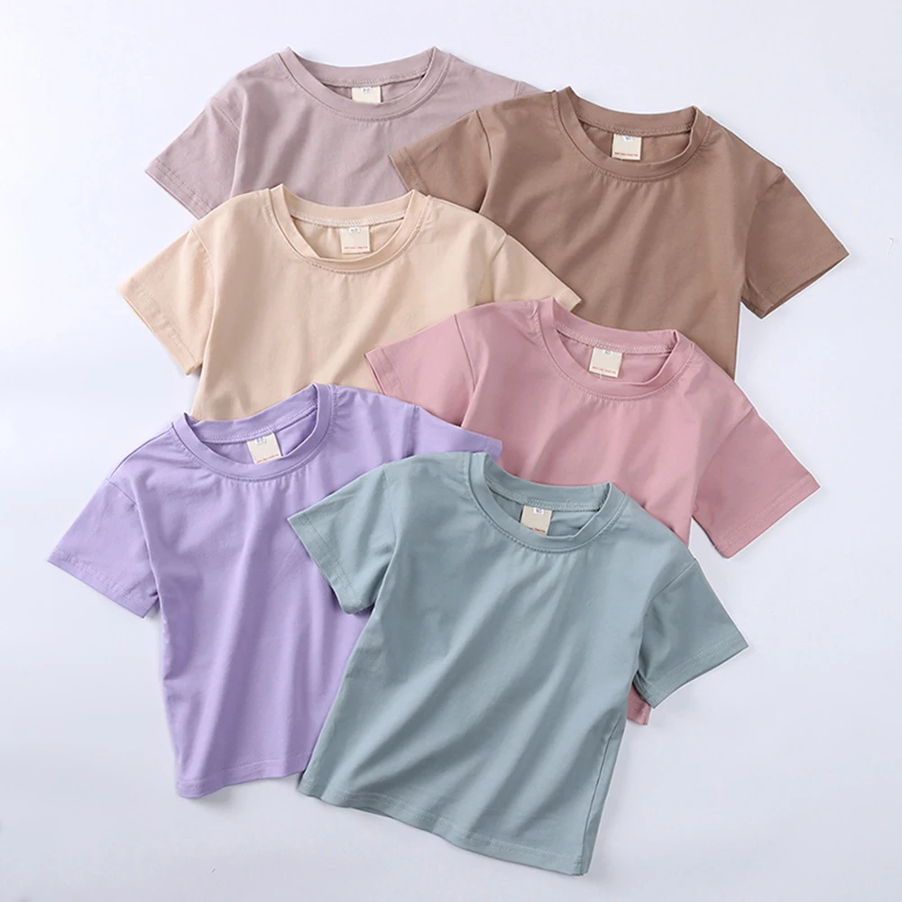 

Unisex Girls Boys Pull On Tees Toddler Short Sleeve Solid Color T-Shirts Kids Boys Cotton Summer Tops Children Boys Clothes