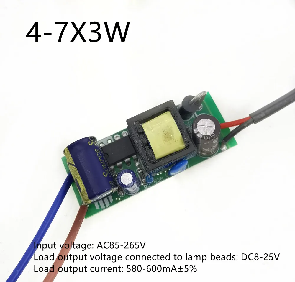 Pilote LED 85-265V Sortie DC 18-33V 600mA - Pour Alimenter 6 à 10 LEDs Haute Puissance 3W - Alimentation Universelle