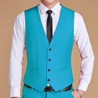 Men Vest White V Neck Solid Single Button Slim Business Formal Waistcoat Tweed Sleeveless Men Suit Vest 2