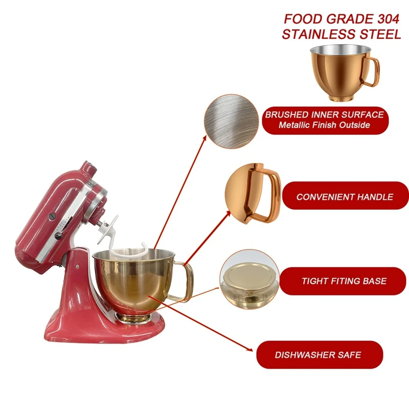 Ciotola In Vetro Da 5 Litri Per KitchenAid Artisan – Compatibile Con Planetaria A Testa Inclinabile