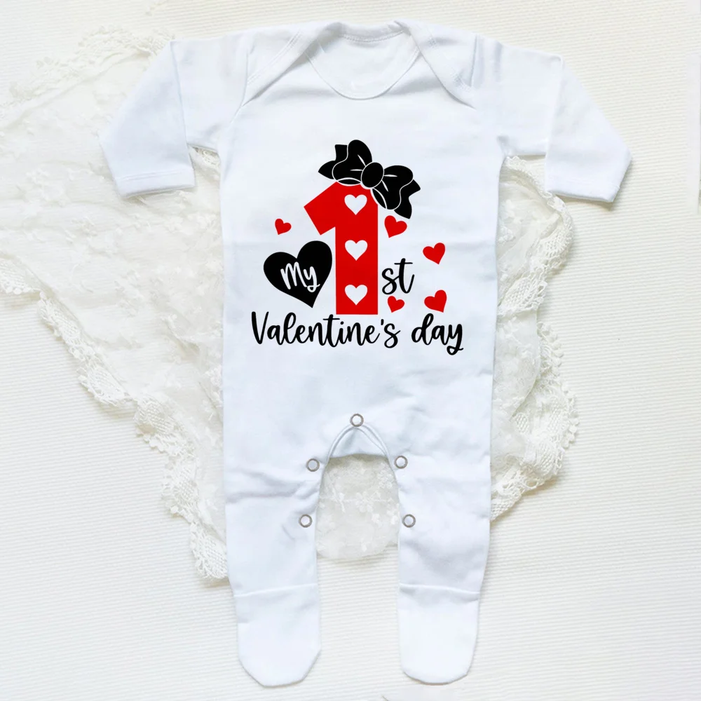 My First Valentine Babygrow Sleepsuit Boys Girls Clothes Toddler Bodysuit Newbron Sleepsuit Valentine's Day Infant Gift Romper