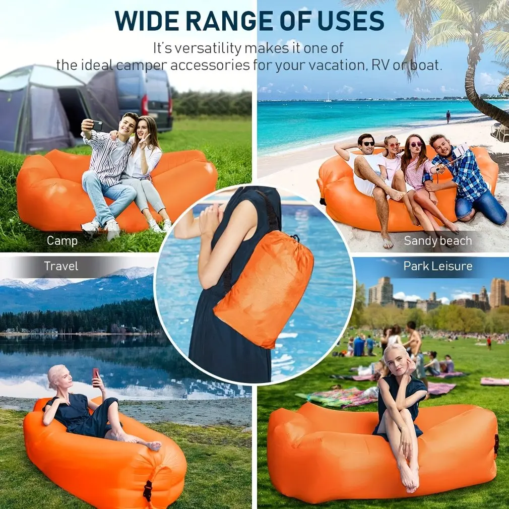 Fast Inflatable Air Sofa Bed Outdoor Sleeping Bag Inflatable Air Bag Lazy bag Beach Sofa