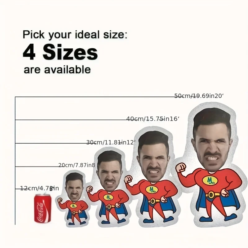 Diy customizable plush superhero pillow made of soft polyester fabric, a real person face cushion, is a unique gift for friend 3