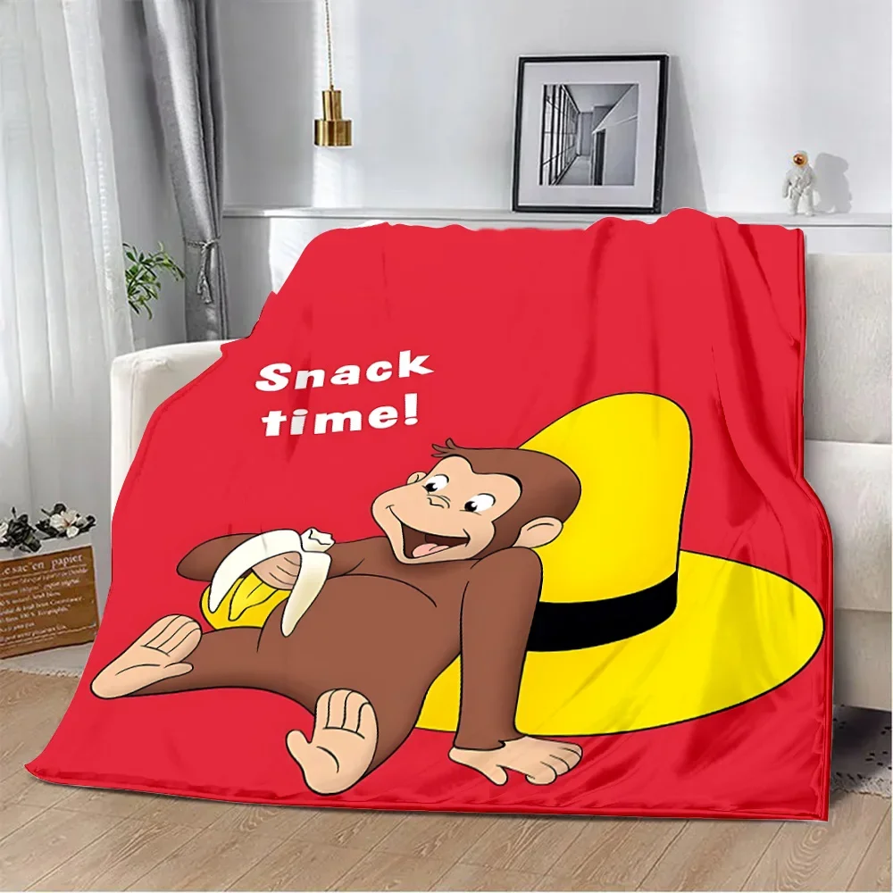 Cute Cartoon Curious George Printed Blanket Picnic Blankets Warm Blanket Soft and Comfortable Blanket Home Travel Birthday Gift 6