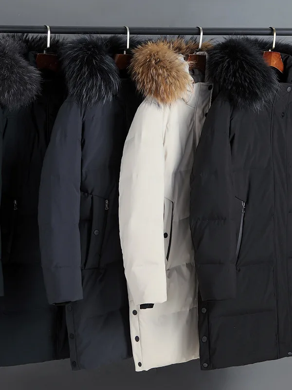 

Мужской пуховик на белом утином пуху, теплая пуховая куртка с меховым воротником, пуховик для зимы, 2023