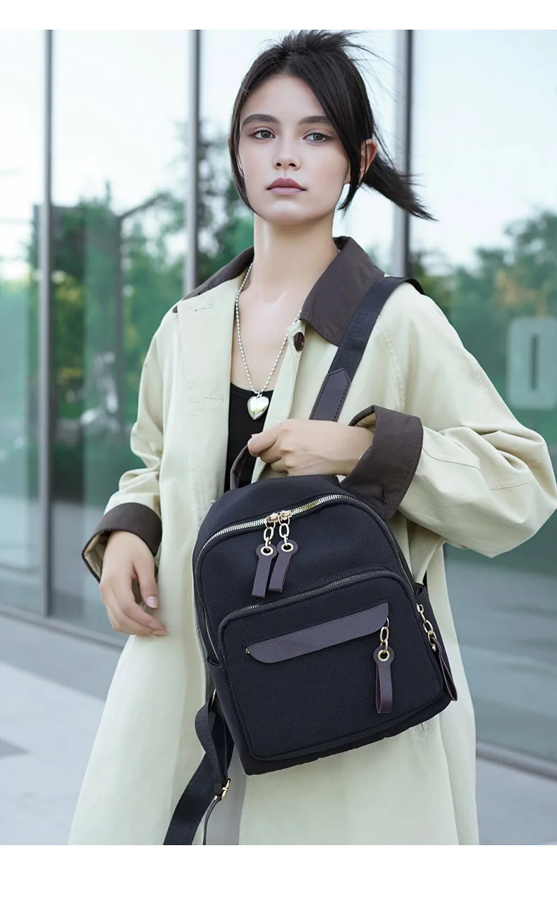 2026 Persönlichkeit, hochwertiger Rucksack, Trend-Reise, kleiner Rucksack für Damen, vielseitig, modisch, Farbblock, Diebstahlsicherung, College-Taschen – Detail 23
