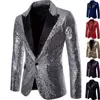 Men's Suit Round Sequin Pocket Single Row Button Wedding Groom Stage Show Hosting Dinner Menswear Bar Dance Casual Men Blazer 3