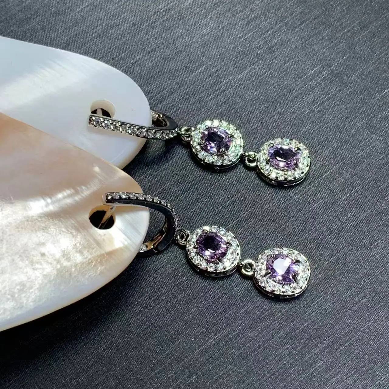 Natural amethyst HOOP Earrings for women Jewelry Gift PURPLE Prevent allergy gem jewelry Genuine Stone GIFT