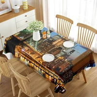 New York City Tablecloth Modern Cityscape Night Scene Rectangular  Living Room Dining  Kitchen Banquet Decorations 2