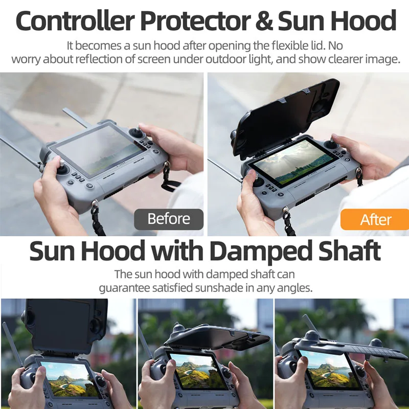 2in1 Sunshade Protective Cover for RC Plus 2 Adjustable Angle Remote Controller Sun Visor Quick Release for RC Plus 2 Accessorie