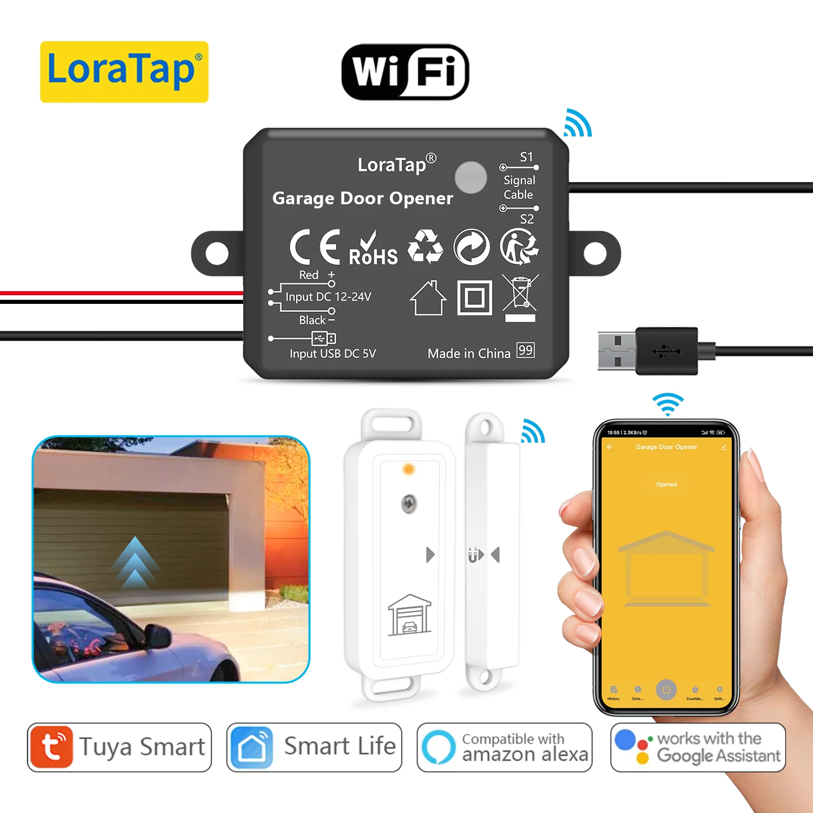 Tuya Smart Life Garage Door Opener Controller Dry Contact Swtich