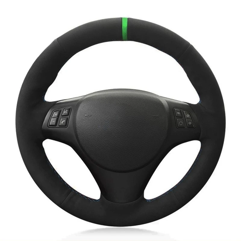 

Hand-Stitched Car Steering Wheel Cover Black Genuine Leather Suede For BMW M Sport M3 E90 E91 E92 E93 E87 E81 E82 E88 X1 E84