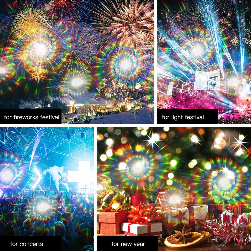 50pcs Paper Spirals Lines Lenses 3D Novelty Diffraction Rainbow Gratings Glasses for Fireworks EDM Laser Shows&Rave Prisms
