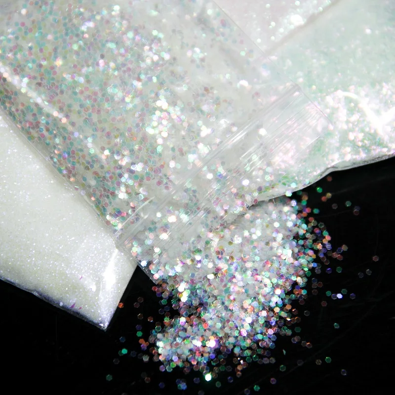 Nail Decoration White Iridescent Nail Glitter AB Color Shiny Mermaid Sequins Mirror Irregular Slices 3D Flakes Paillettes