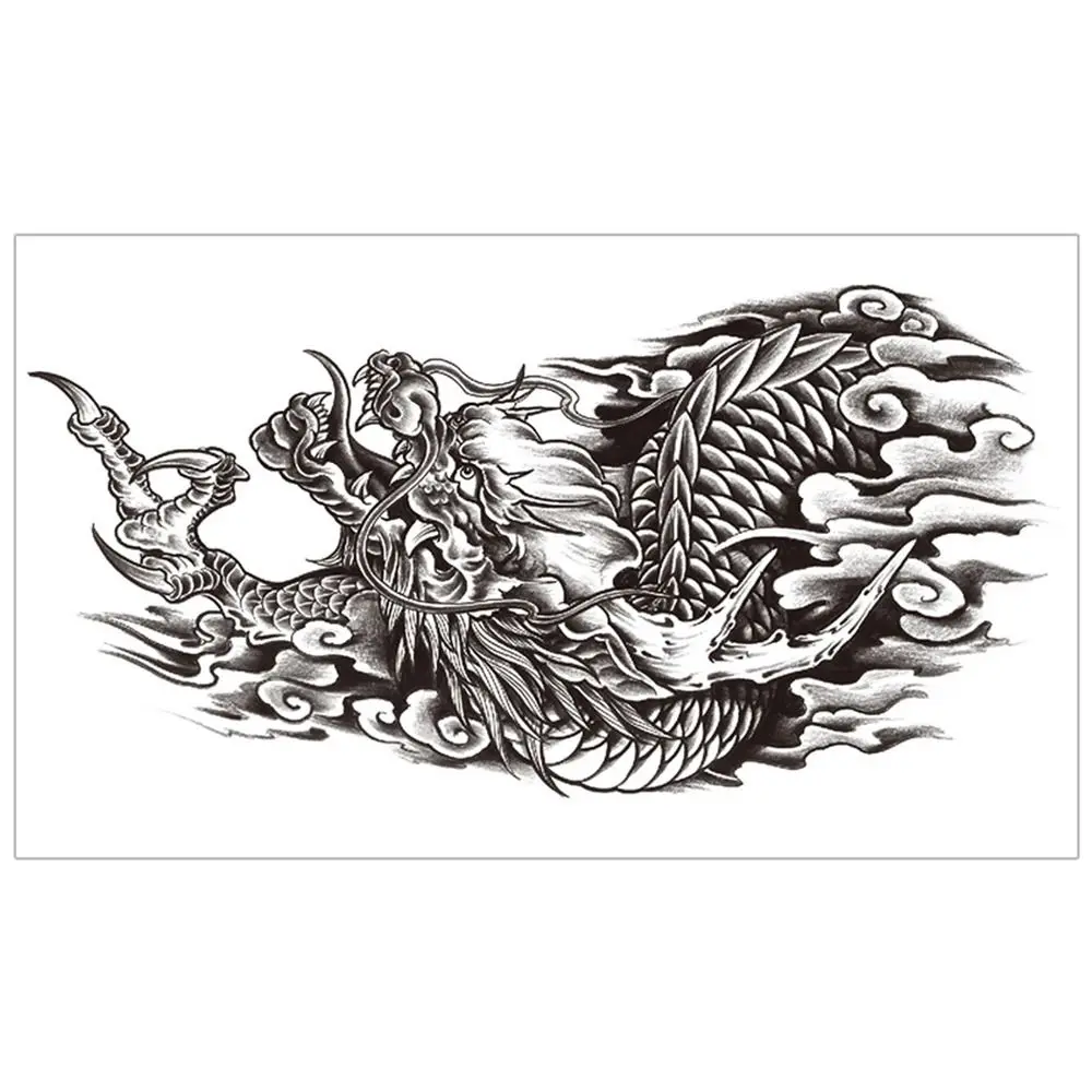 Dragon Temporary Tattoo Stickers Semi-Permanent Long Lasting Dragon Head Stickers Disposable Cool Dragon Head Chest Stickers Men